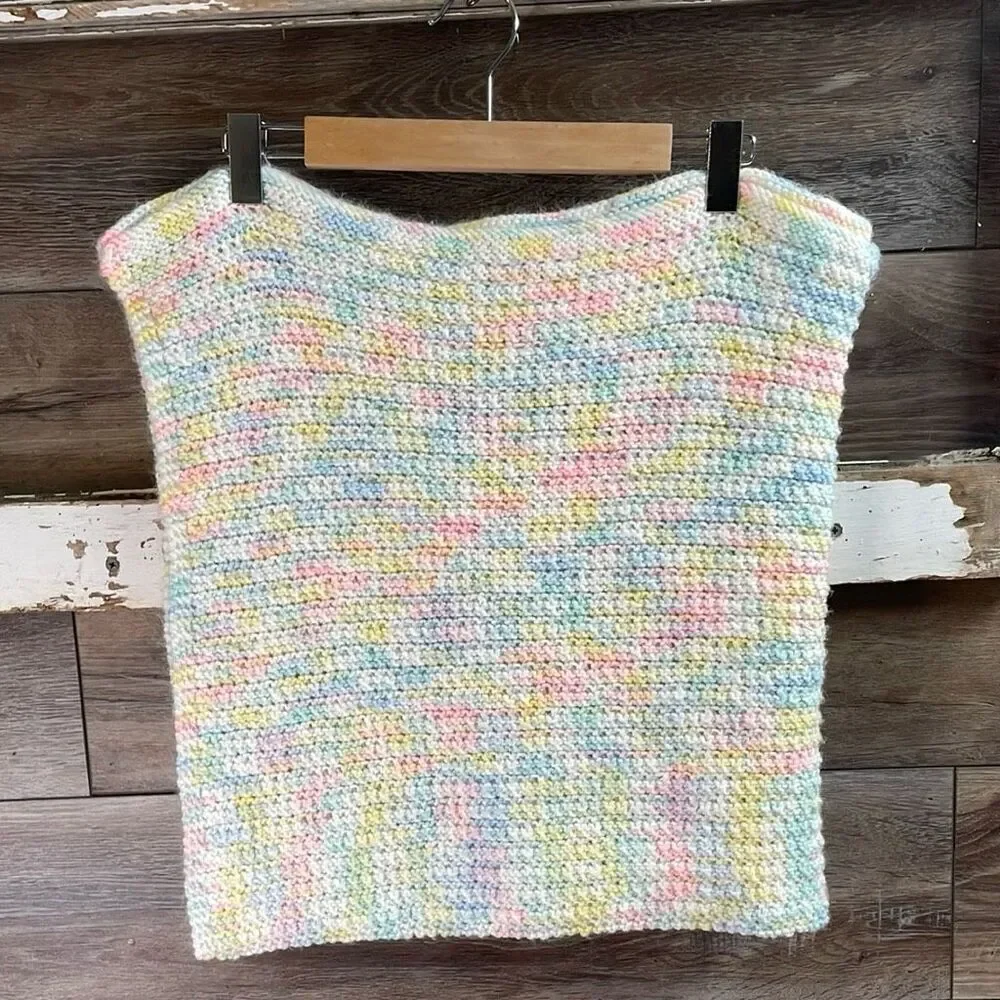 Crochet Handmade Baby Blanket Lap Blanket Pastel Colors Size Approx 48” x 48”